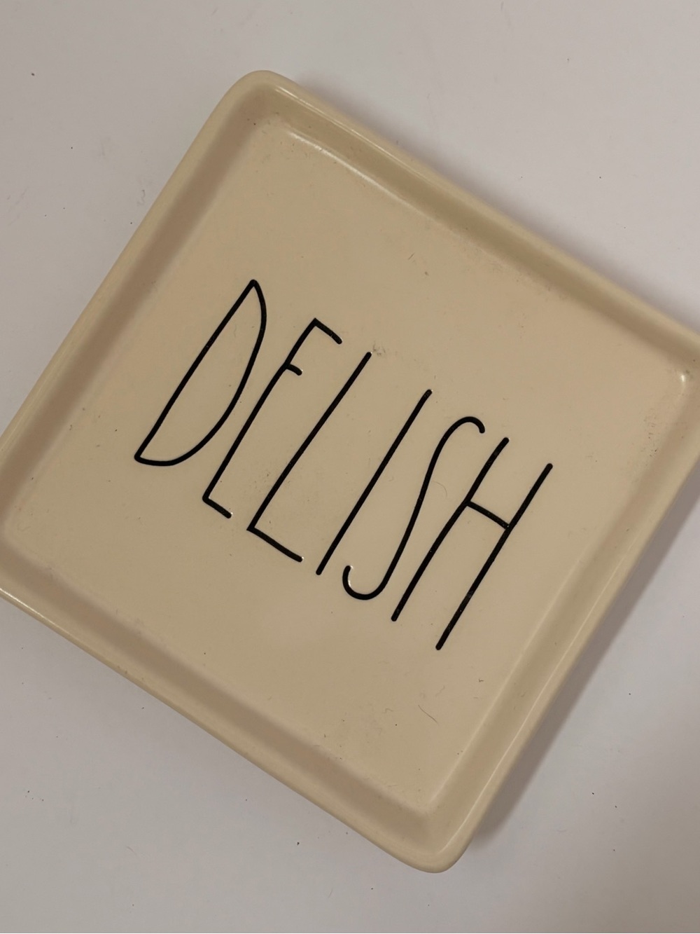 Rae Dunn Cream DELISH Square Snack Plate